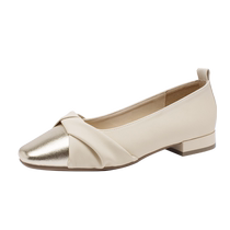 Augu Shiden classic retro single shoes for women summer 2024 low-heeled Mary Jane French versatile temperament small leather shoes for women