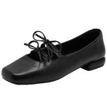 French Hepburn style Mary Jane shoes for women 2024 new summer bow sandals square toe soft sole low heel shoes