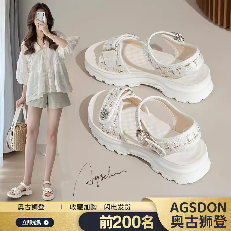 レディース 2026年新作サマースタイル スポーツサンダル、多用途、シャネル風、ベルクロフィット、スタイリッシュ、滑り止め、ビーチで人気