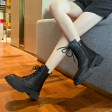 Martens, демисезонные черные короткие сапоги на платформе, высокие флисовые ботинки, коллекция 2023, средней длины