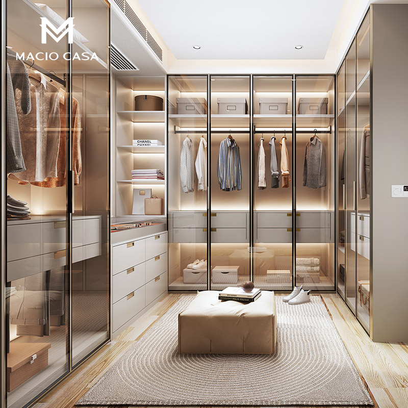 Marg cloakroom custom aluminum frame glass door overall bedroom corner wardrobe wardrobe custom-made open cloakroom