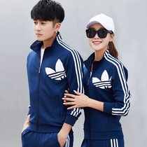 2017 New couple sportswear suit men spring and autumn running youth casual women dress two-piece suit