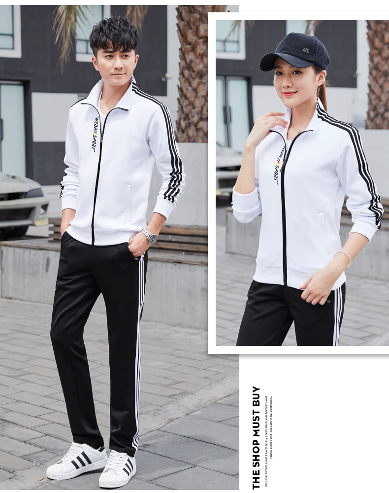 Bộ đồ thể thao nam mùa xuân và mùa thu mới thể thao giản dị nữ dài tay cỡ lớn ngoài trời đôi chạy áo len hai mảnh đồ thể thao nữ ngắn
