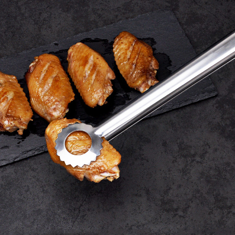 Thickened 304 stainless steel large extended bread barbecue meat food cake steak fried commercial food clip