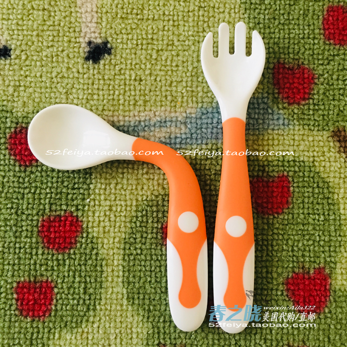 Spot American Cute Stone baby infant arbitrary bending training spoon and fork tableware