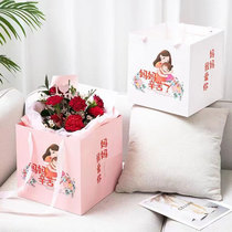 Mothers Day Shop Windows Carry-on Bag Rose Bouquet Bouquet Flowers Box Flowers Transparent Flower Arrangement Gift Box Diy Floral Packaging