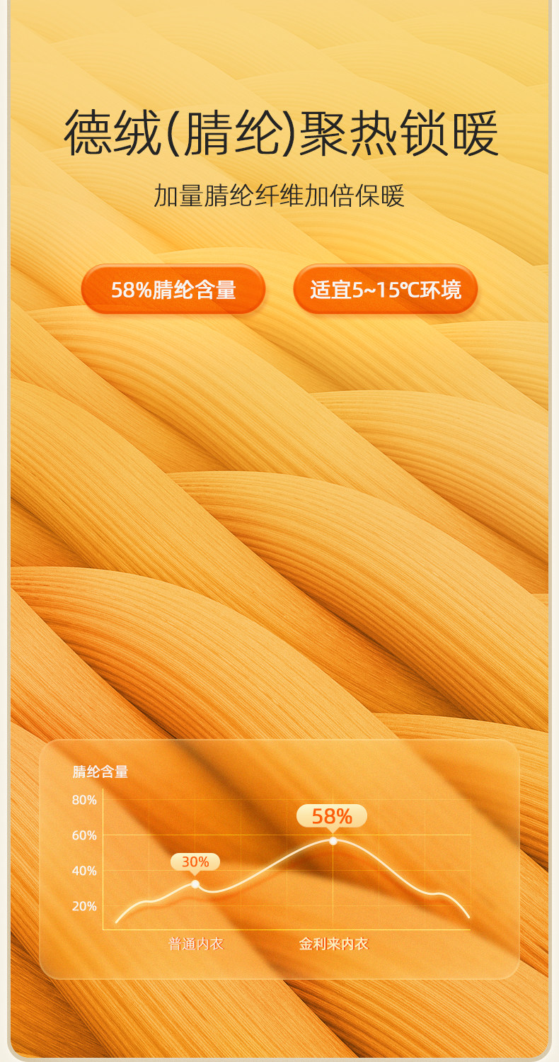 金利来 男女轻暖保暖裤 含羊毛 图7