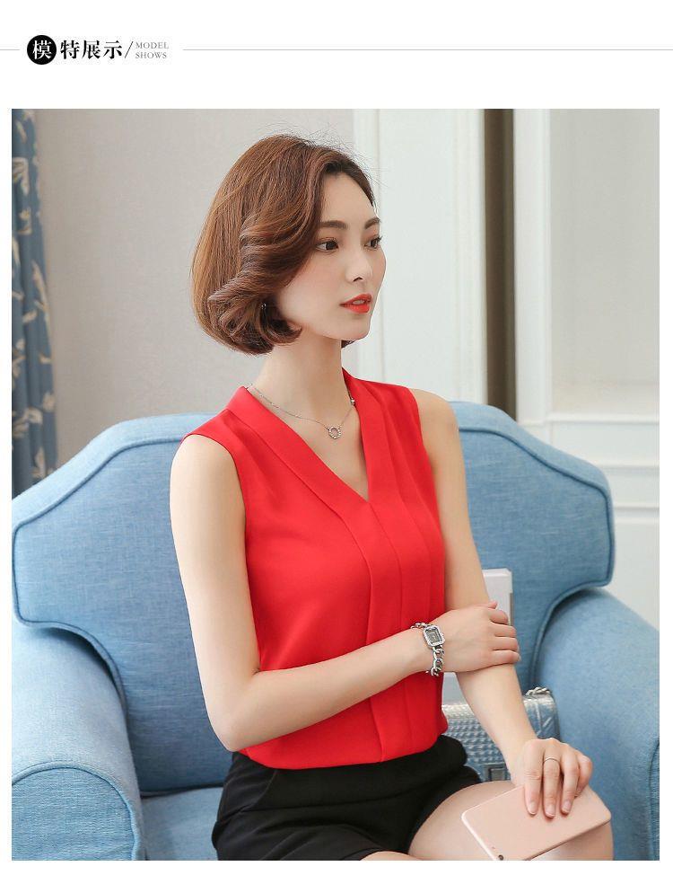 V-neck Sleeveless shirt female Spring and summer The new suit Inner lap Undershirt female Cut sleeve Solid color Chiffon Wear out Vest
