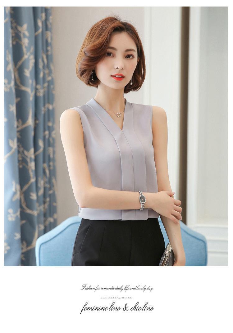V-neck Sleeveless shirt female Spring and summer The new suit Inner lap Undershirt female Cut sleeve Solid color Chiffon Wear out Vest