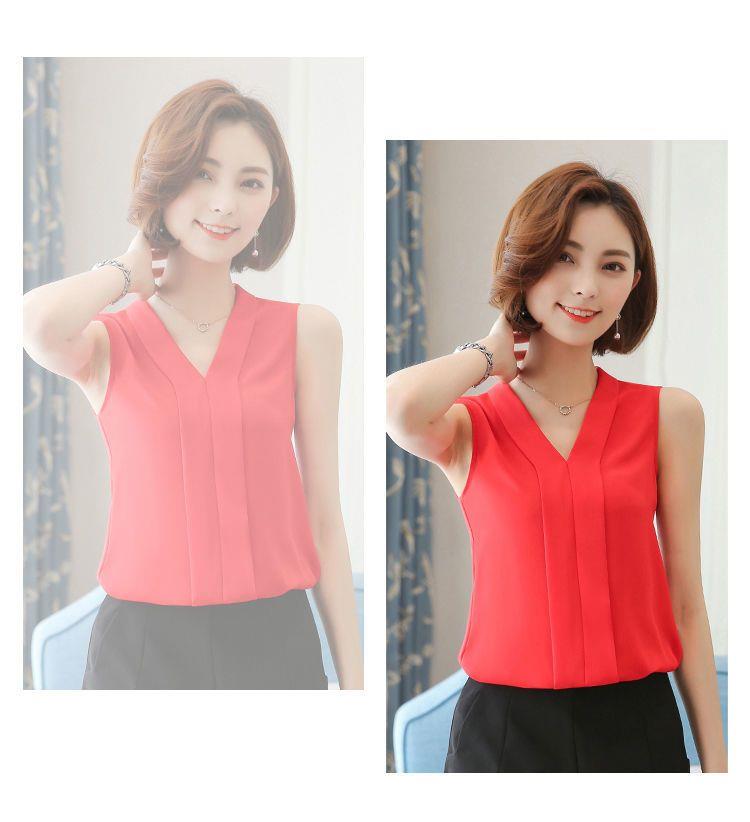V-neck Sleeveless shirt female Spring and summer The new suit Inner lap Undershirt female Cut sleeve Solid color Chiffon Wear out Vest