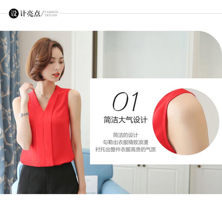 V-neck Sleeveless shirt female Spring and summer The new suit Inner lap Undershirt female Cut sleeve Solid color Chiffon Wear out Vest
