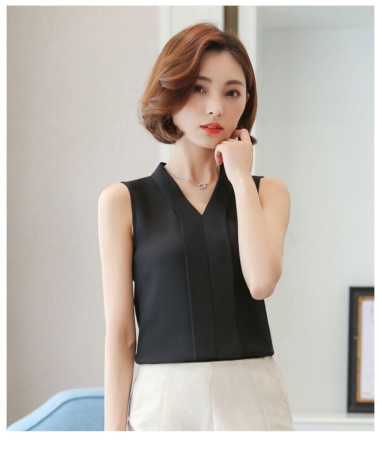 V-neck Sleeveless shirt female Spring and summer The new suit Inner lap Undershirt female Cut sleeve Solid color Chiffon Wear out Vest