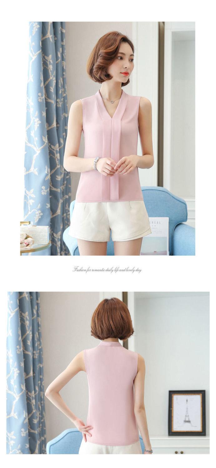V-neck Sleeveless shirt female Spring and summer The new suit Inner lap Undershirt female Cut sleeve Solid color Chiffon Wear out Vest