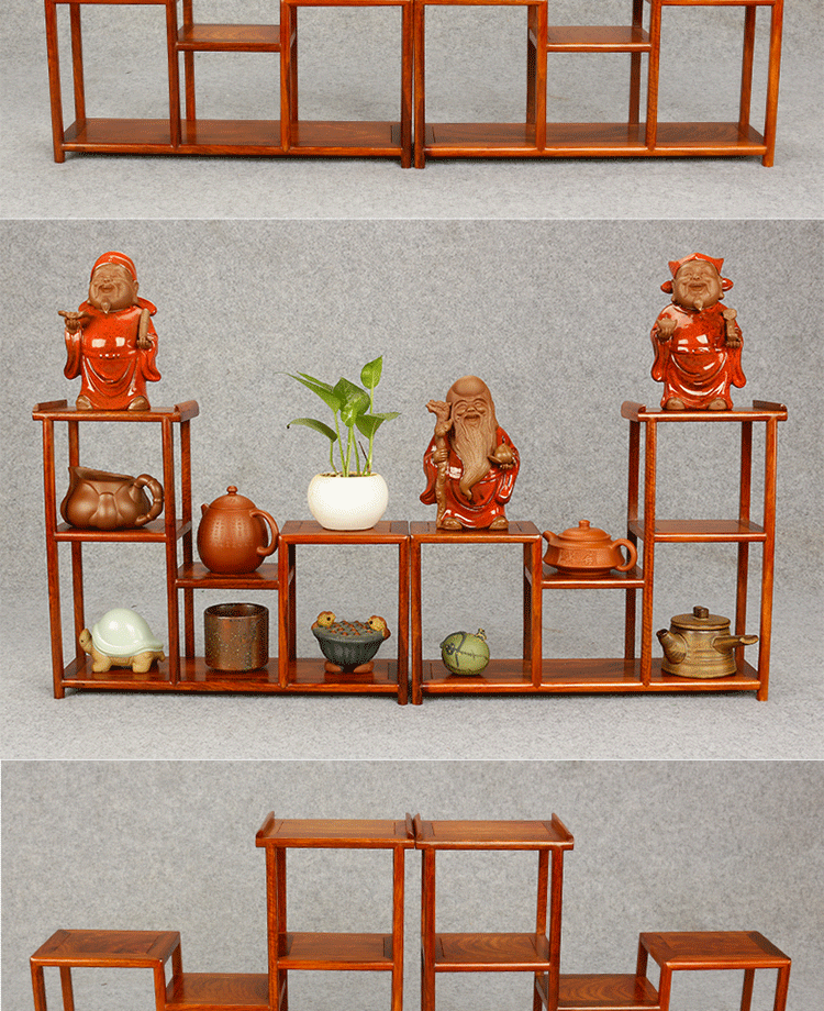 Rosewood Bogu Kệ ấm trà nhỏ Bộ đồ trà cổ Phụ kiện Gỗ rắn Trung Quốc Duobao Pavilion - Kệ kệ treo
