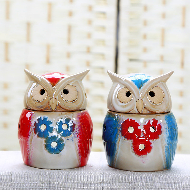 Eurostyle Country Animals Animal Ceramics Owl Candleholder Pendulum Pieces Day Style Fields Garden Wind Home Craft Ornament Swing