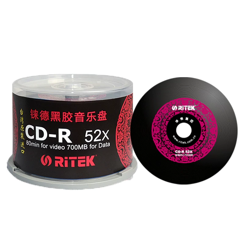 Rede CD китайский красный CD 52X виниловый музыкальный CD пустой диск для сжигания, бесплатная доставка