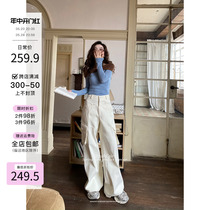 Greater than poetry American retro overalls for women small loose drapey narrow wide-leg pants casual straight pants for summer