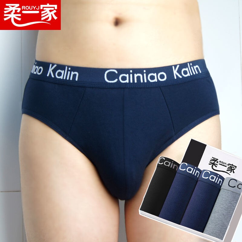 Breathable 4-Pack Men's Briefs, Pure Cotton, Adult Size 100, Ice Silk Shorts