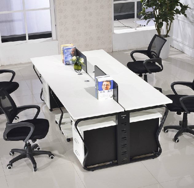 Staff office desk and chair combination steel frame desk four-person screen deck staff computer desk simple and modern