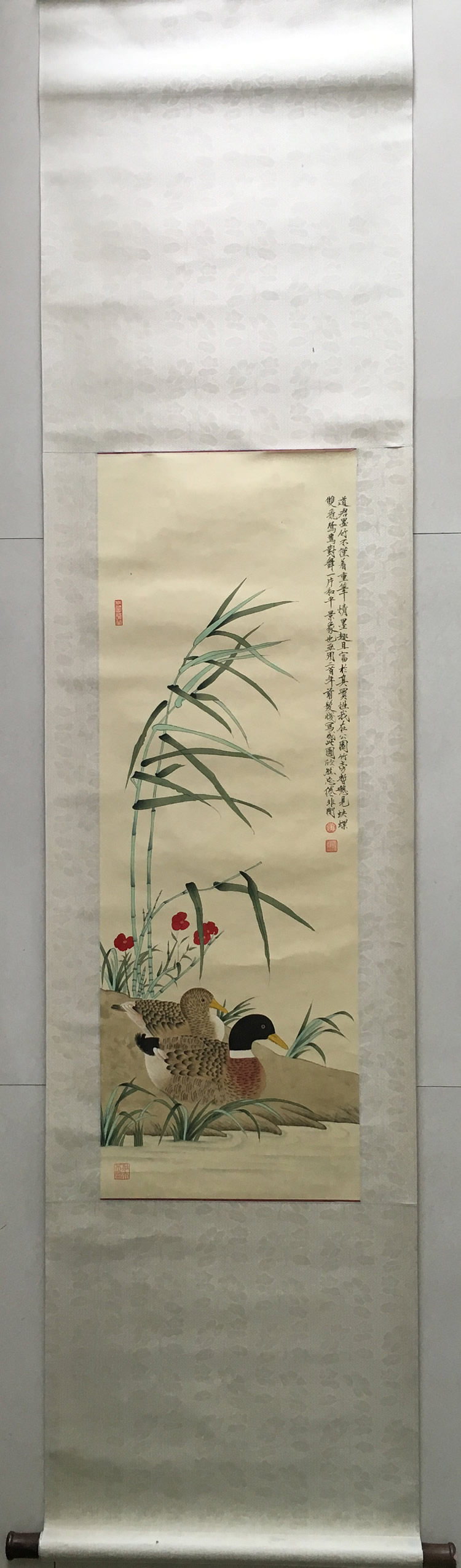 In non-dark ink bamboo mandarin, famous calligraphy and handwriting old painting collection high-end painting and calligraphy hanging shaft ancient play bag old