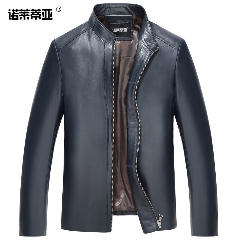 Haining leather jacket men's leather jacket sheepskin short section collar slim fit motorcycle leather jacket fashion single leather jacket