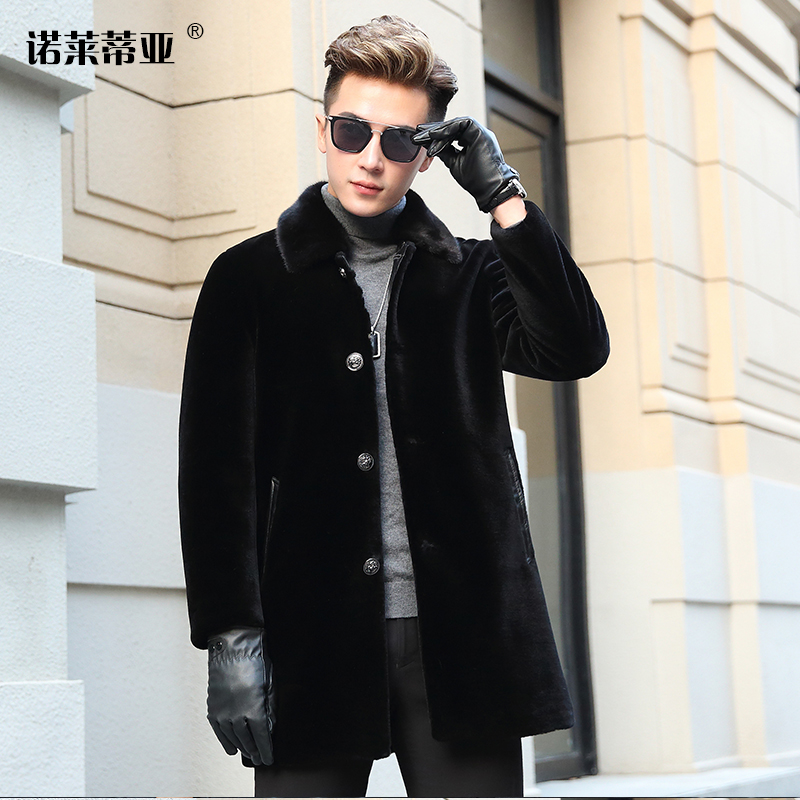 Winter new ferrets fur turnoff and cashmere sweaters The long version of the Korean version of the Hull Wool Coat Jacket