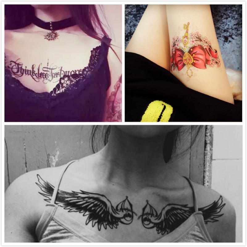 Tattoo sticker permanent 1 year Flower arm full arm male and female waterproof simulation 3d Spurs green net red with a scar Teugeisha