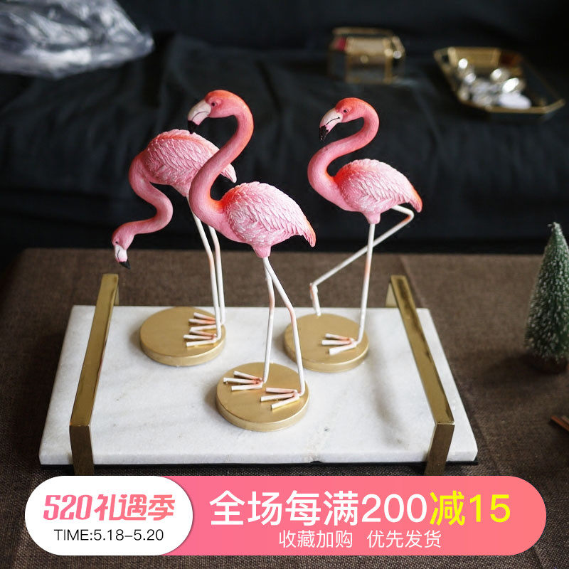 W1962ins Tide Nordic Wind Flak Bird Swing Piece Handmade Color Resin Flamingo Adornment