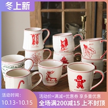 W1962 export European ceramic molly illustration wind Christmas theme red Big Mug holiday gift Cup