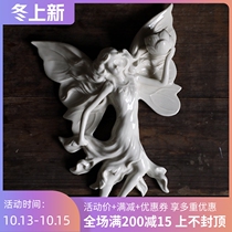 W1962 export European ceramic retro cream elegant flower fairy wall decoration hanging plate three-dimensional hanging candle holder