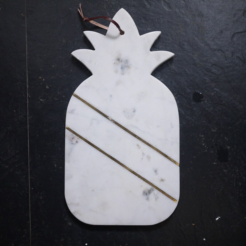 W1962 India Import Pineapple Shape Metal Trim Marble Cuisine Board Sushi Board Chopping Block