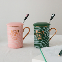 W1962 export American cute girl heart with cover ceramic couple mug Chinese Valentines Day Valentines Day Cup