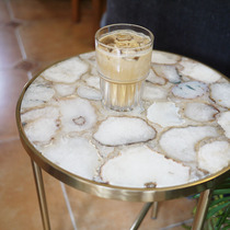 W1962 Indian imported European and American Tide products natural agate stone raw stone splicing copper metal leg small coffee table