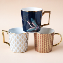 W1962 export UK high-end home brand Golden luxury mug Blue Gold Crane Cup platinum geometric Cup
