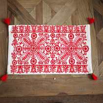 W1962 new New Year red festive window flower embroidery waist pillow pillow New year new weather sofa cushion