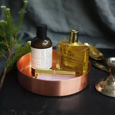 W1962 Nordic style European and American ins Tide brand rose gold metal round tray/flowerpot bottom storage tray