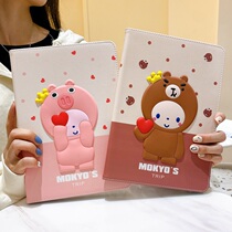 Apple ipadair2 protective cover pro9 7 cartoon mini5 three-dimensional 4 anti-fall 2018 silicone 6 soft crown monkey