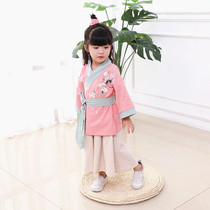 Girls Hanfu Spring and Autumn Childrens Cotton and Traditional Chinese Studies Childrens Clothing Childrens Chinese Style Fairy Dummies