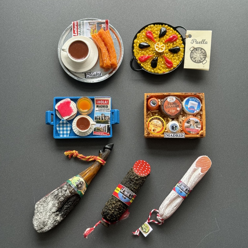 [in Stock] Spanish Fridge Magnets Madrid Paella Churros Ham Cheese Souvenirs