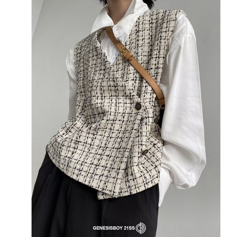 2022 Autumn New Layered Fashionable Item: Chanel-Style Plaid Vest, Unisex Vest Jacket 2022 Autumn New Layered Fashionable Item: Chanel-Style Plaid Vest, Unisex Vest Jacket
