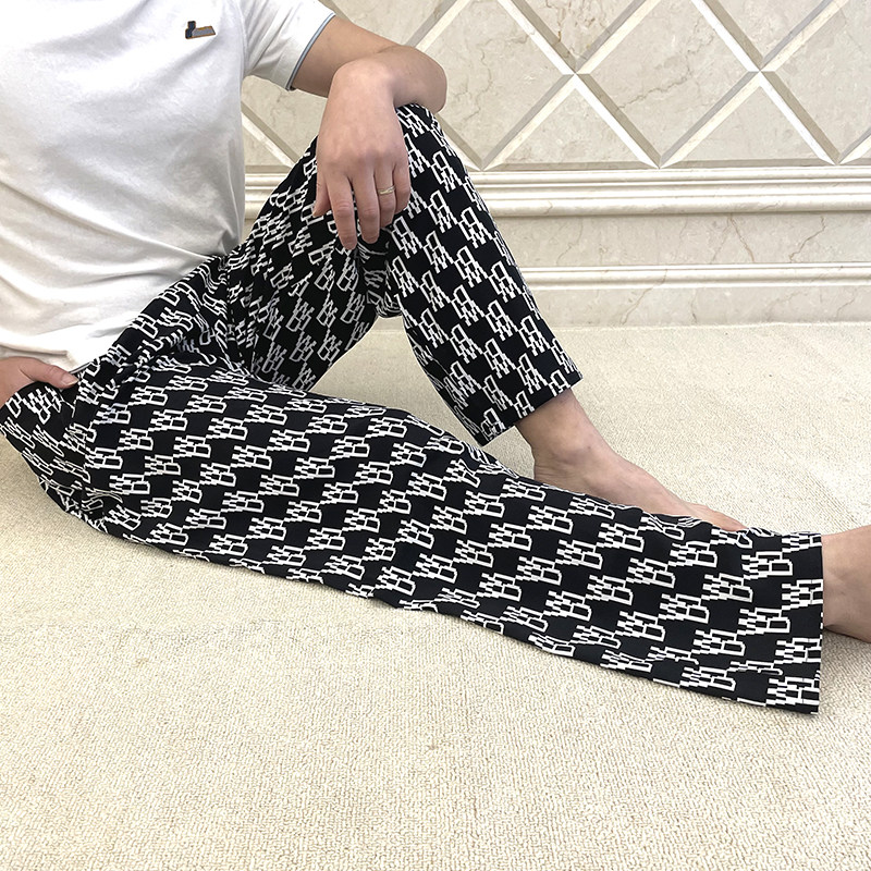 Summer men's large-size thin silk lantern pants national style couple loose pants, wide-legged broad legs artificial cotton pajapants