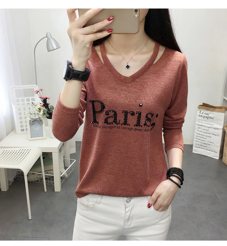 2018 mới thu đông buông thả Quần áo fan cuồng áo thun dài tay nữ phiên bản Hàn Quốc thời trang xuân hè nữ thanh mảnh áo phông cao cấp