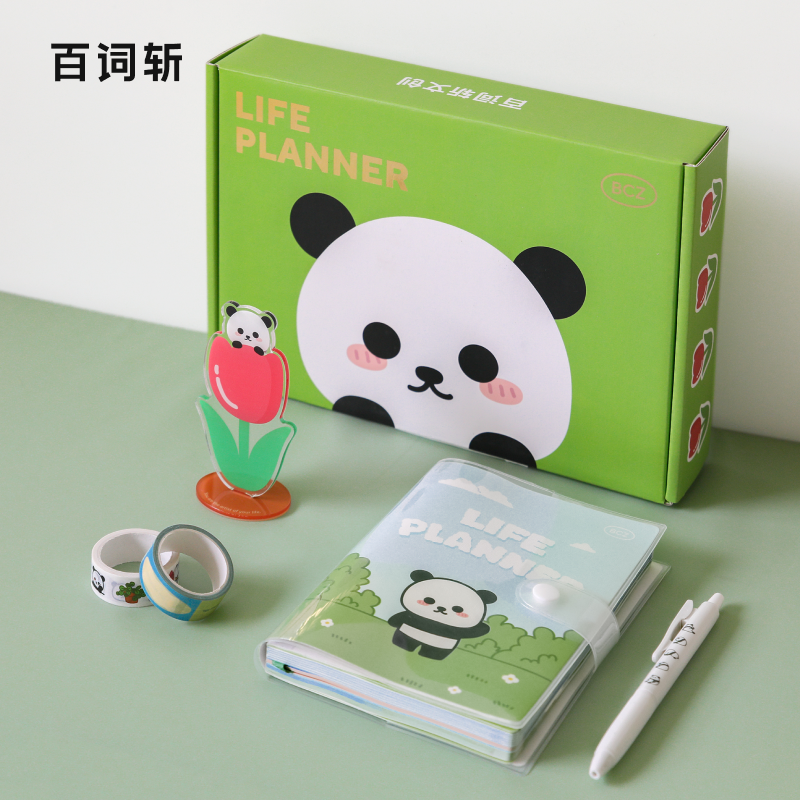 (100 Words Chopped up) Giant Panda Handbill Box Paper Adhesive Tapes Acrylic Students Birthday Gift Stationery