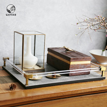 New Chinese light luxury tray jewelry box combination model room vase floral ornaments porch desktop coffee table decorations