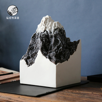 Modern new Chinese home furnishings resin Rockery stone sculpture snow mountain model house decorations Zen crafts