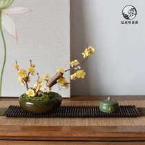 New Chinese Modern Zen Simulation Wa Plum Flower Art Pallet Incense Ceramic Set Model House Soft Ornaments