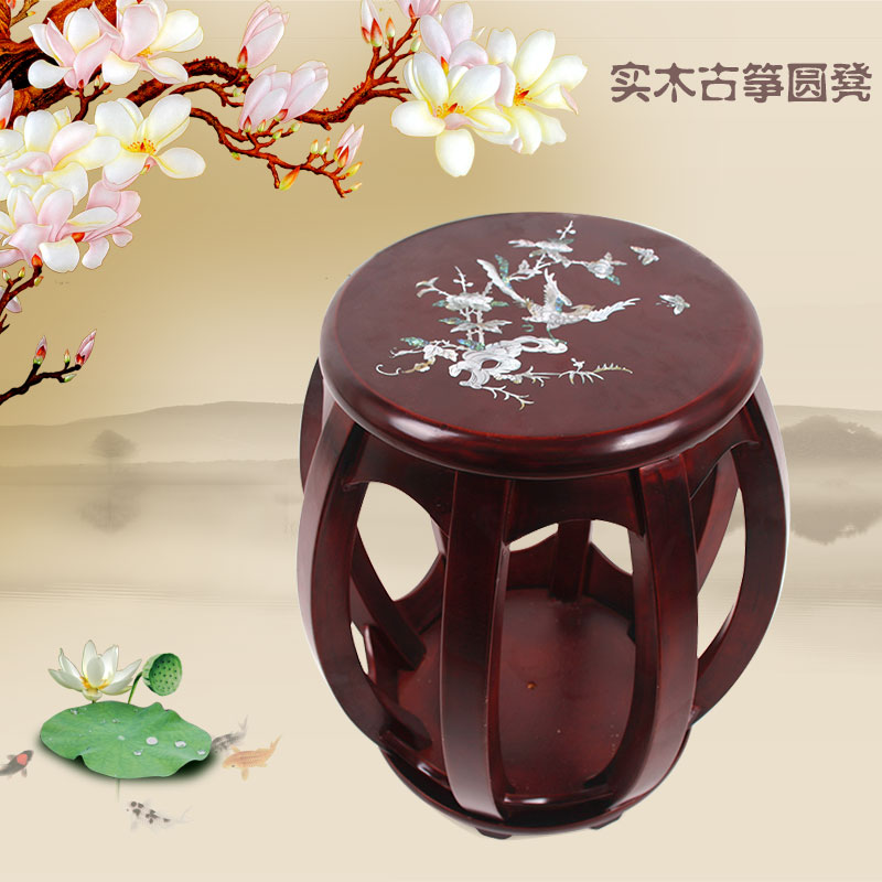 Koto stool round stool solid wood chair stool Chinese style stool single stool red wood color purple sandalwood imitation ancient stool sturdy and durable