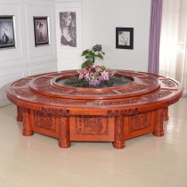 Luxury classical electric dining table solid wood round table rotating round hotel banquet hotel table factory direct sales