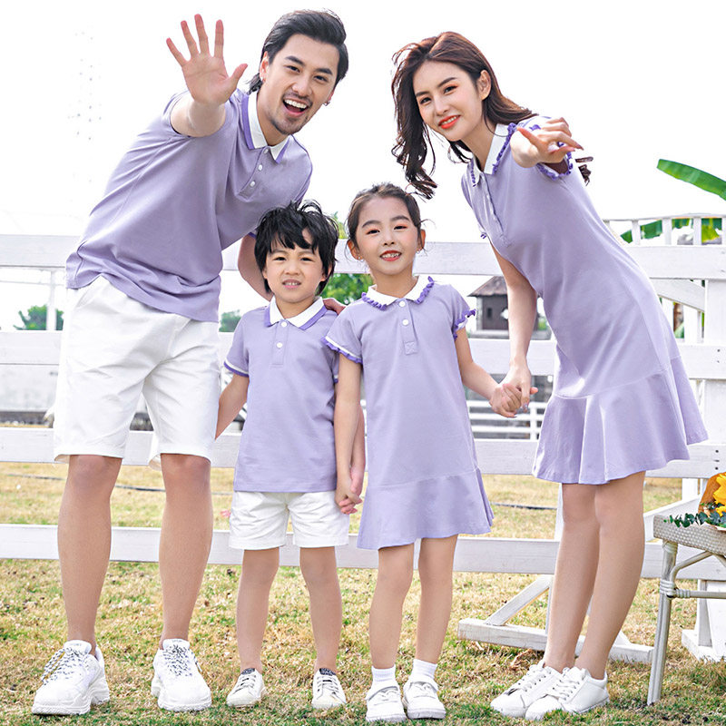Guazzi family lace up Polo shirts Dress Kiss in the summer clothes a family of three-four-mouth whole family high-end suit