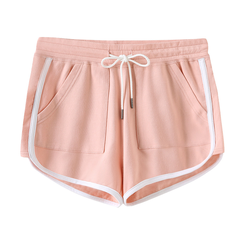 Summer sports shorts women's thin high waist knitted loose wide leg hot pants outer wear running casual pants terry cotton pajama pants